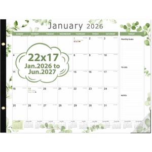 2 x 2026 Desk Calendar 22'' x 17'', Large Monthly Desktop Calendar, 18 Months Desk Pad (Jan. 2026 - Jun. 2027) for Home School Office Supplies (Leaf)