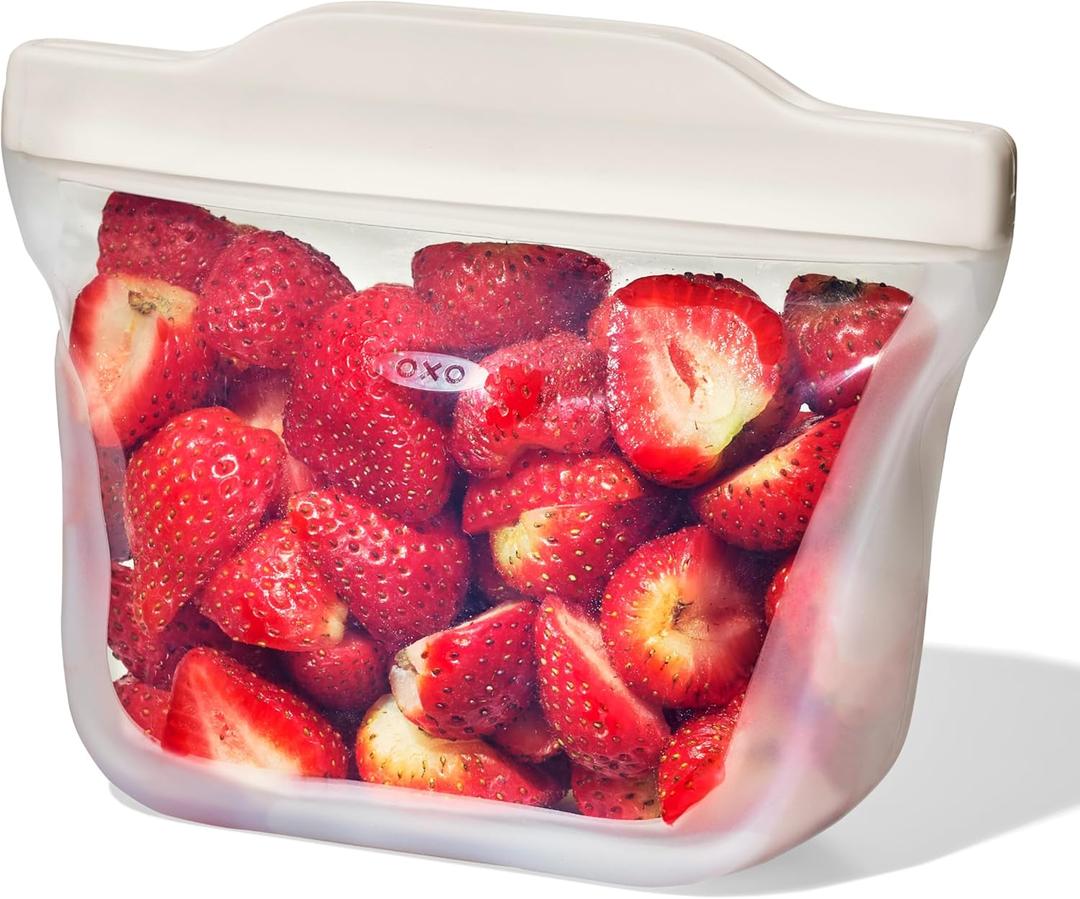 OXO Good Grips Silicone Reusable Bag  Stand-Up Snack (12 oz)  Oat