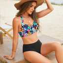 Yonique Women Halter Bikini Top Push Up Swimsuit Top Retro Swim Top Twist Front Bathing Suit Top Only (L)