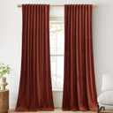 StangH Red Velvet Curtains 108 inches for Living Room, Rust Extra Long Back Tab Home Theater Drapes Room Darkening for Sliding Door/Bedroom, W52 x L108, 2 Panels
