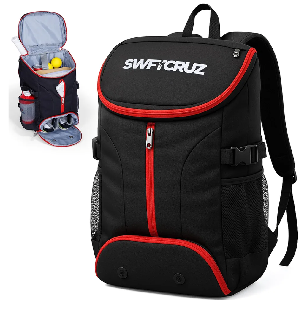 Tennis Bag, Tennis Backpack for Women and Men, Hold 2 Tennis Racket, Pickleball Paddles, Lightweight Oxford Tennis Racket Bag with Ventilated Shoe Compartment