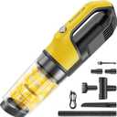 Handheld Vacuum Cordless 1.1 Pounds Car Vac 10000PA Hand Held Vacuums 4-in-1 Hand Vac Cordless Rechargeable HEPA Filter Large Capacity Dust Cup for Car Office Home Pets Hair (Yellow)