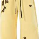 Aelfric Eden Dachshund Baggy Sweatpants Double Waist Wide Leg Sweatpants Unisex Y2k Casual Pants Trousers (Medium, Yellow)