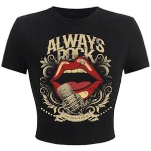 SOLY HUX Women's Short Sleeve Crop Tops Y2k Funny Graphic Crew Neck Tees Streetwear T-Shirts, Size M