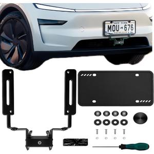 Upgraded No Drill Front License Plate Holder for 20252026 Tesla Model Y Juniper | Aluminum Anti-Theft Mount Kit with Silicone Frame & Galaxy Decal  Paint-Safe, Rustproof, Easy Install