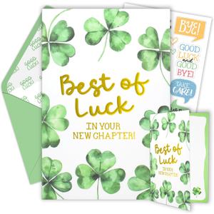 Decorably Gold Foiled 5x8in Individual Going Away Card for Coworker with Embossed Greetings with with Matching Envelope and Stickers for New Job, Business, Retirement, Blank Inside - Gifting, Mailing