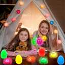 8 Pack Jumbo 4" Easter Eggs Filled with LED Puffer Balls, Light Up Squeeze Spiky Toys for Kids Stress Relief, Glow in The Dark for Easter Hunt Basket Stuffers Party Favors