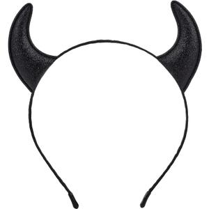 Devil Horns Headband Halloween Headband Hairwear Halloween Cosplay Devil Costume for Womens Toddler and Adult (Glitter Black Horns)