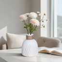 White Ceramic Vase, Small White Vase for Flowers, Modern Textured Vases Home Decor, Coffee Tables Wedding Room Living Room Shelf Decor,Office Desk 6 inch