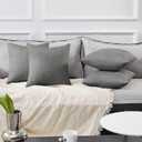Deconovo Soft Cushion Covers Pillow Covers Faux Linen Pillow Covers with Invisible Zipper for Sofa 18x18 Inch Grey 4 Pcs Case Only No Insert