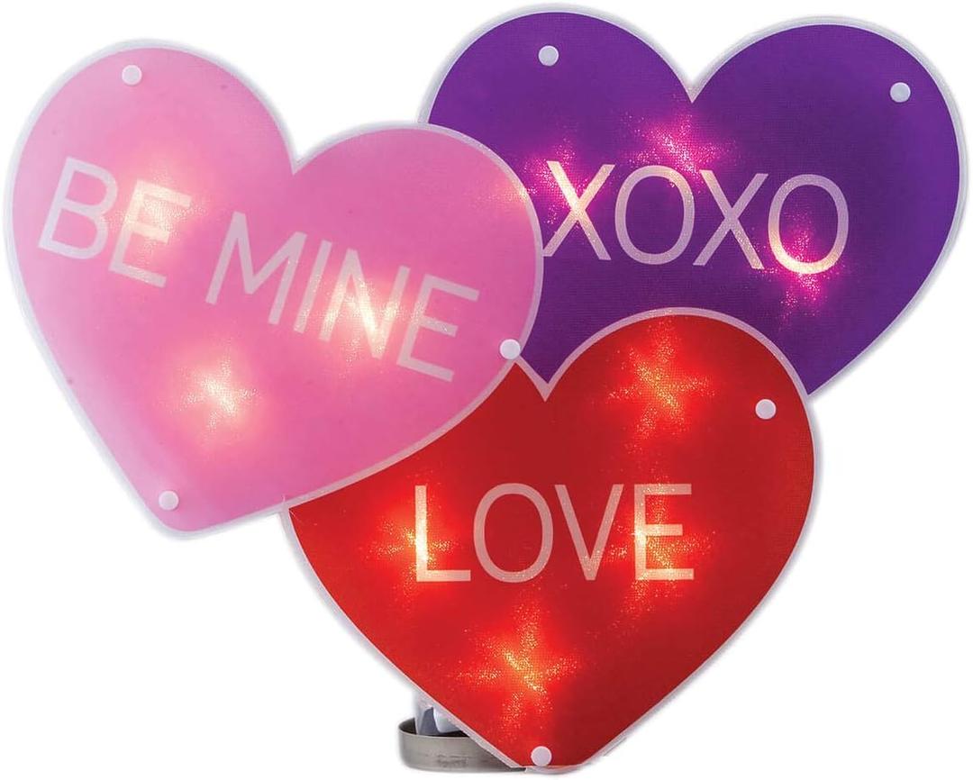 Impact 16 Lighted Valentines Day Heart - Be Mine XOXO Love Window Shimmer Decoration