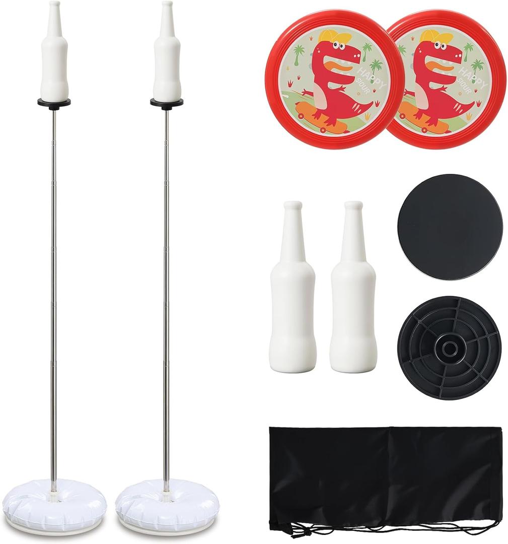 Bottle Flying Disc Game Set, Outdoor Frisbee Toss Backyard Bash Game Set, Beach Game with Water Bag for Lawn and Beach