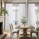 White Linen Curtains 84 Inch Length for Living Room 2 Panel Back Tab Loop Pocket Drape Cotton Textured Light Filtering Semi Sheer Lightweight Curtain for Bedroom Boho Rustic Farmhouse Decor 52x84 Long