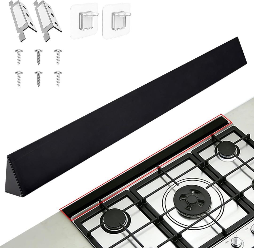 30" Slide-In Range Rear Filler Kit, Slide In Range Gap Filler Kit, Stove Gap Universal Triangular Filler Strip, Cooktop Trim Kit for Whirlpool & Most Brands, Durable Aluminum, Black