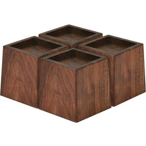TQVAI Wood Bed Risers - Supports up to 2200 lbs - Heavy Duty Furniture Risers for Sofa Desk Couch Table, 4 Pack Bed Frame Legs Support with Non-Slip Rubber Pad, 3.5" H(Inner 3" H) - Retro Brown