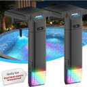 Solar Pool Lights Only for Steel Wall Above Ground Pools, 5.210 in Top Rail Remote Control, Brighter 3-Sided 180 Underwater Glow, 10 Colors 4 Modes, IP68 Waterproof2 Pack