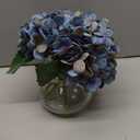 Hollyone Blue Hydrangea Fall Flowers Artificial for Decoration with Glass Vase Autumn Silk Faux Flower Arrangements with Fake Water Table Centerpiece Vase with Flowers Fall Decorations for Home