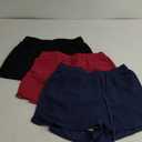 Riyiper 3 Pack Women's Waffle Knit Shorts Cotton Drawstring Lounge Summer Comfy Casual Shorts with Pockets (Medium, Black, Navy Blue, Red)