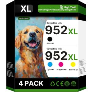 952XL Ink Cartridges Combo Pack Compatible for HP 952XL Ink Cartridges Combo Pack 952XL 952 Ink to Use with HP OfficeJet Pro 8710 7740 8720 8715 8210 8703 9702 OfficeJet 8702 Printers (4 Pack B/C/M/Y)