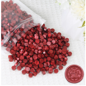 Pack Of 2 Red Sealing Wax Beads, WASOHLING Octagon Wax Seal Beads for Stamp Seals, Red Wax Sealing Beads Set for Envelope Stamps, Invitations, Letter Sealing, Red