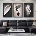 Large Framed Modern Wall Art for Living Room, 3 Piece Black and White Abstract Contemporary Pictures Artwork Decor, Geometric Luxury Bright Style Prints Paintings for Hallway and Office 24x36 Inch
