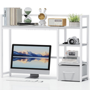 Marbrasse Desk Shelf with Drawer, 40" Desk Hutch for Computer Monitor, Desk Shelf for top of Desk, Wooden Desktop Bookshelf Storage Rack for Home Office Dorm - White