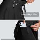 Women's High Waisted 15'' Swim Skirts Tummy Control Bathing Suit Skirt Bottoms Swimsuit with Liner Pockets (Black, XL)