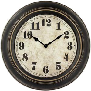 45MinST 18 Inches Retro Wall Clock, Silent Non Ticking Battery Operated Movement, Home/Wall Decor, Easy to Read, Decorate Bedroom/Living Room/Office (18'' Balck Gold)