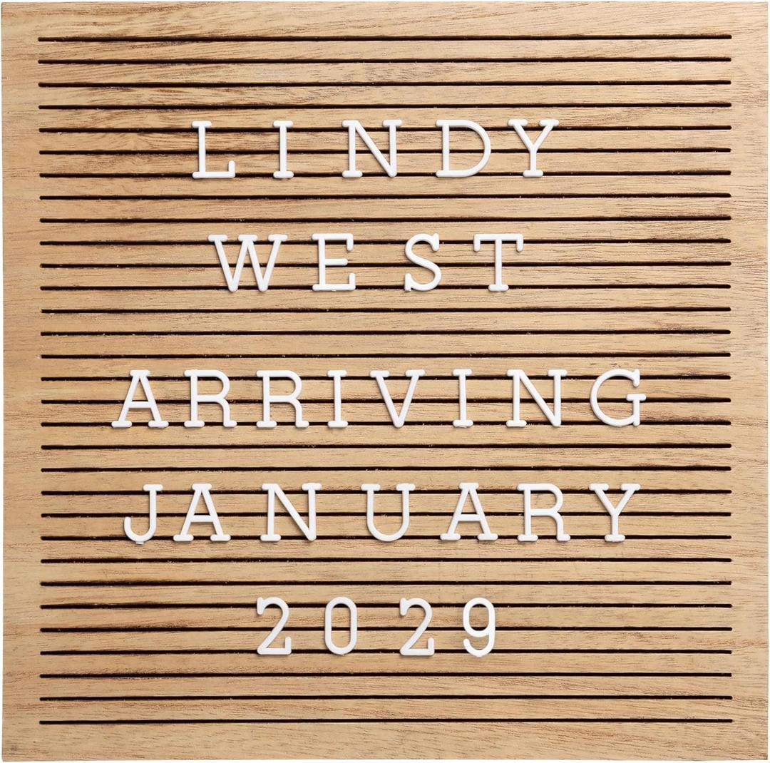 Pearhead Wooden Letter Board, 10 x 10 Inch Felt Message Board with Letters and Numbers for Baby Milestones and Home Dcor