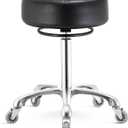 Rolling Stool with Wheels 400lbs Weight Capacity,Heavy Duty Lash Chair Adjustable for Tatoo Lab Massage Salon Spa Drafting Nail Teach,360 Swivel,Leather,Thick Seat Padding (Black)
