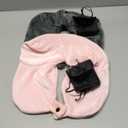 Sintuff 2 Pack Inflatable Travel Pillow for Airplanes Inflatable Neck Flight Pillows with Compact Bag and Blindfold for Traveling, Airplane, Train, Car, Office(Dark Gray and Light Pink)