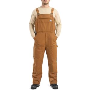 HISEA Insulated Bib Overalls for Men, Winter Water Resistant Duck Canvas Overall, Loose Fit Utility Workwear for Cold Weather (Large Tall, Brown)