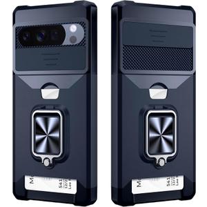 Multifunctional Google Pixel 10 Pro XL Case with Card Holder and Sliding Camera Cover - Wireless Charging Compatible Pixel 10 Pro XL Wallet Case with Magnetic Kickstand (Black)