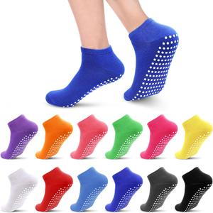 12 Pairs Pilate Grip Socks Women's Yoga Socks with Anti-Skid Grips for Hospital and Home (Size: 5.5-9, Color: Dot-Multi, 12 Pairs)