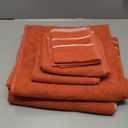 Luxury Cotton Towel Set - Rice Weave 100% Egyptian Cotton 6 Piece Set with 2 Bath Towels, 2 Hand Towels and 2 Washcloths - Orange