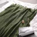 TREELY 100% Cotton Knitted Throw Blanket Couch Cover Blanket(31 x 40 Inches, Green Forest)