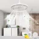 Multifunctional Ceiling Fan with Light & Remote Control, E26 Socket, Dimmable LED Bulb, Silent Operation, Ideal for Bedroom, Kitchen, Garage, Bathroom - White