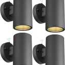 Ken & Ricky Dusk to Dawn Wall Lights, Matte Black Outdoor Porch Light, Modern Outdoor Wall Sconce with Tempered Glass Cover for Porch Garage Patio Doorway Entryway -4 Pack