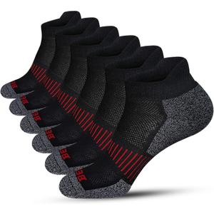 BERING Men's Athletic Running Ankle Socks Cushioned Heel Tab (6 Pairs)