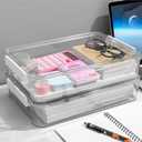 2PCS 6 Qt A4 Paper Storage Box Clear Plastic Case 9x13 Scrapbook Case Stackable Transparent File Box A4 Paper Storage Containers for Craft, Document, Photo, Book13.58" x 9.25" x2.75"