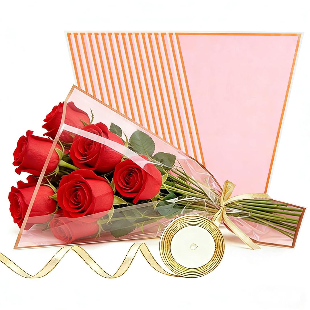 150 PCS Flower Bouquet Bags, 17x 11 Inch Plastic Floral Wraps Sleeves for Bouquets, Flower Packaging Bags for Florist Supplies Flower Bar Wedding Birthday Mothers Day