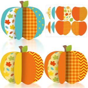 80UncleKimby 23Pcs Fall Pumpkin Crafts Kit for Kids - Halloween Thanksgiving DIY Paper Art for Autumn Holiday School Classroom Activities Party Decor(Fan-Shaped)