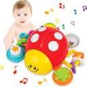 KiddoLab Ladybug Crawling Toy with Fun Sounds, Sliding Rings, Spinning Ball, and Colorful Beads - Develops Cognitive and Motor Skills for 6 Months Plus Babies