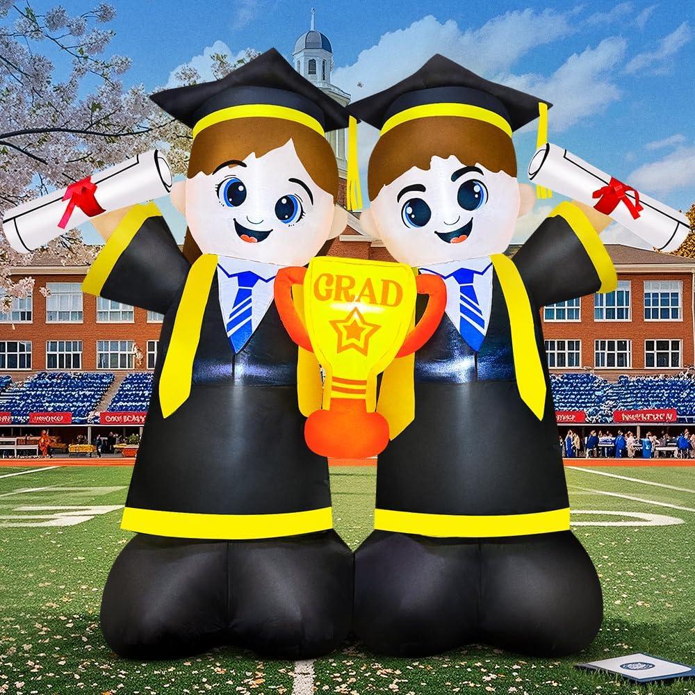 KOOY 7FT Inflatable Graduation Decorations with LED Lights  Blow Up Graduation Yard Sign, Inflatable Graduation Graduates Grad Decor for Party College High School, Perfect for Yard Event Decor