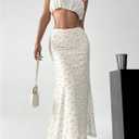 Milumia Women's Ditsy Floral High Waist Bodycon Skirt Summer Fishtail Long Skirts (M)