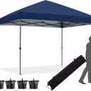 Pop up Canopy Tent 10x10 for Backyard Outdoor Portable Easy with Wheeled Carry Bags,4Ropes and Stakes and 4 sandbags,Navy Blue