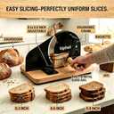 Manual Bread Slicer for Homemade Bread, Hand Crank Sourdough Rounds Bread Slicer, Wall-Mountable Storage for Compact Kitchens, 0-0.8" Adjustable Thickness, No Assembly, 420u6 Stainless Steel Blade