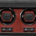 ROTHWELL Double Watch Winder for Automatic Watches with Quiet Motor with Multiple Speeds and Rotation Settings (Black/Red)