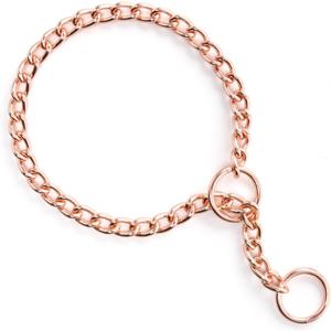 TSPRO Stainless Steel Heavy Duty Metal Dog Collar, Adjustable and Durable Pet Collar for Small Dogs, Ideal for Walking and Training (Rose Gold, 3MM*14-17 inches)