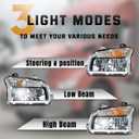 Chrome Headlights Fits Kenworth T880 2014-2023 Headlights Assembly Lamps for Kenworth T880 Replacement Driver Left and Passenger Right Side T880 Semi Truck Accessories (Pair)